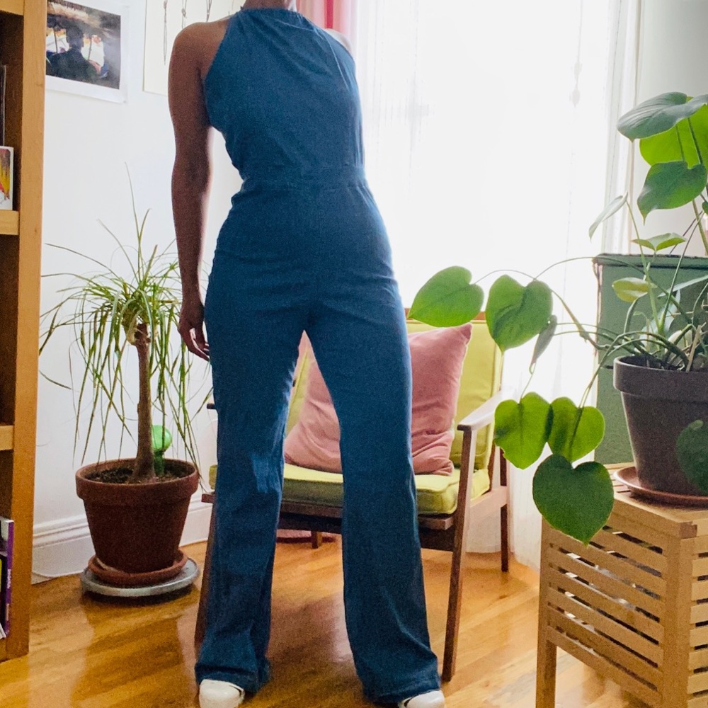 Denim Halter Jumpsuit